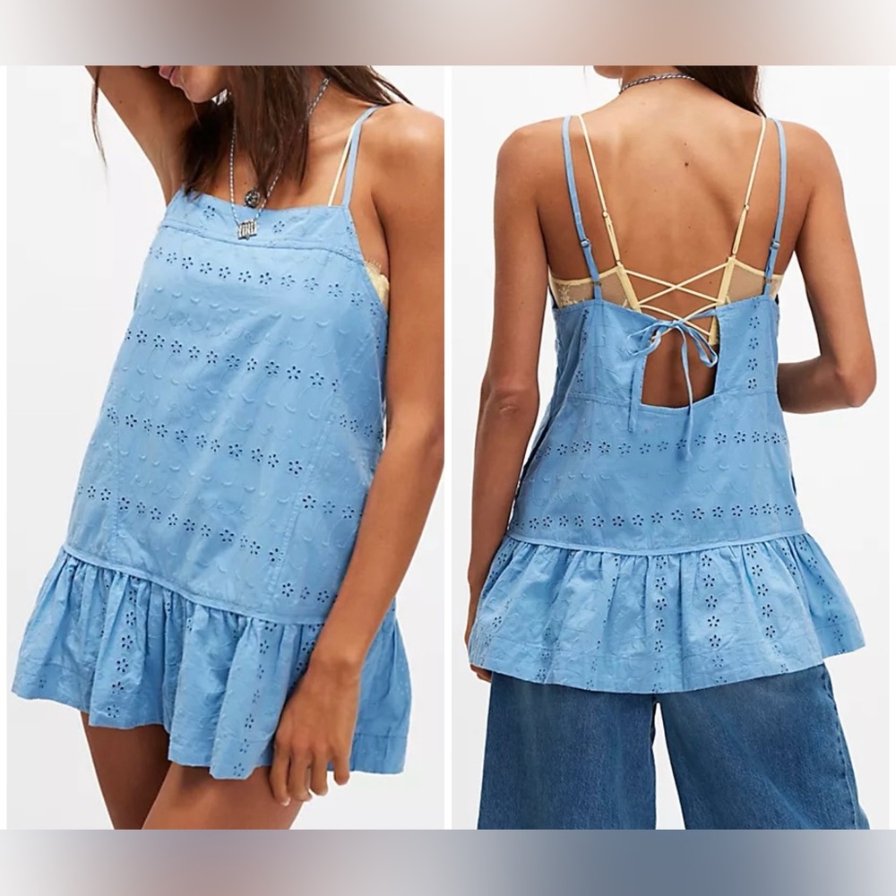 Free People Caught Up Tunic in Blissful Blue Combo, NWT - Picture 8 of 8